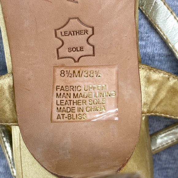 Arturo Chiang Heels Womens 8.5M Gold Sequin Strappy Leather Peep Open Toe Sandal - Picture 10 of 11